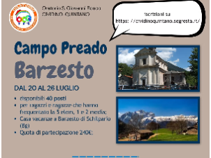 CAMPO PREADOLESCENTI ESTATE 2026 A BARZESTO
